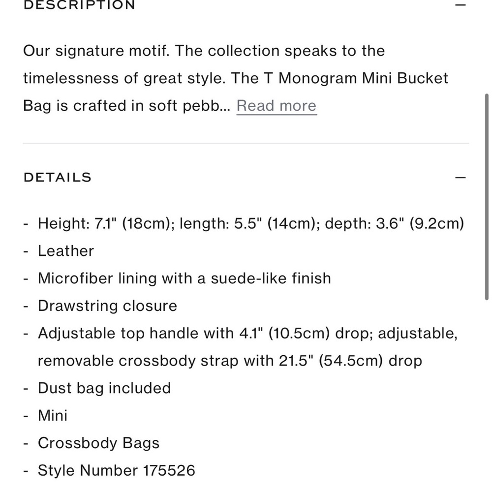 Tory Burch T Monogram Leather Bucket Bag in Mini - Picture 4 of 5